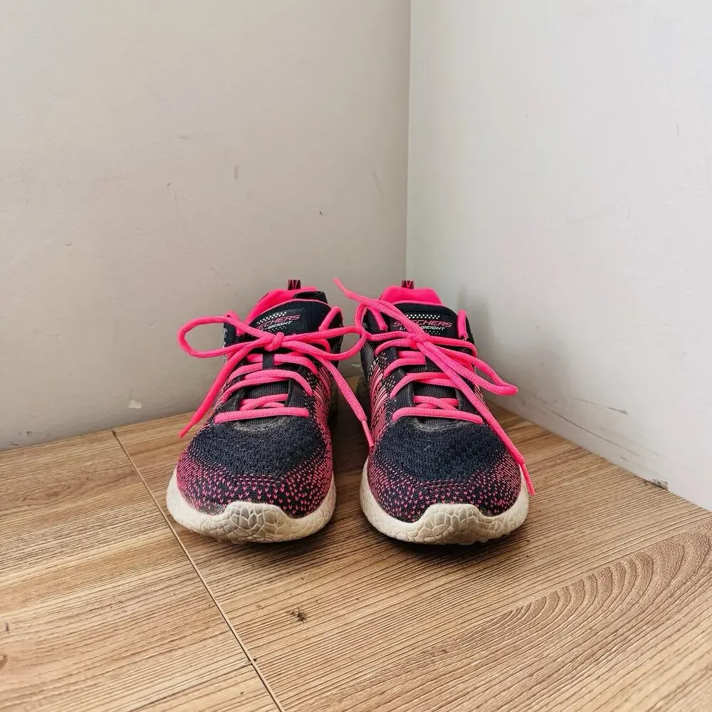 Skechers Burst Ellipse Pink And Black Sneakers Womens Size 10